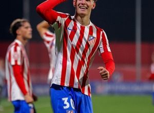 Miguel Cubo en la celebración de un gol. FOTO: Atlético de Madrid